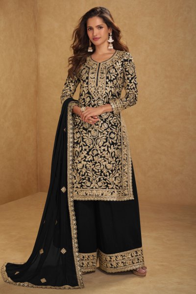 Black Georgette Embroidered Kurta Set Black Georgette Embroidered Kurta Set