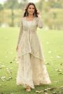 Ivory Net Embroidered Net Tunic Jacket Style Kurti With Palazzo