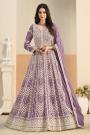 Lavender Georgette Embroidered Anarkali Dress With Bottom & Dupatta