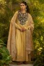 Golden Beige Organza Silk Embroidered Anarkali Set