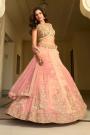 Blush Pink Zari Silk Embroidered Lehenga Set