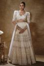 Off White Net Embroidered Lehenga Set