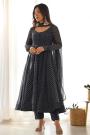 Black Georgette Lehariya Printed Anarkali With Dupatta & Pants