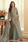 Sage Green Silk Hand Embroidered Kurta Set
