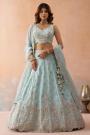 Powder Blue Tissue Silk Embroidered Lehenga Set