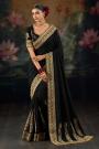 Black Muga Silk Embroidered Saree
