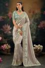Lilac Silk Embroidered Saree