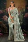 Sage Green Silk Embroidered Saree