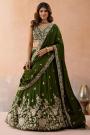 Mehendi Green Tissue Silk Embroidered Lehenga Set