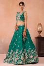 Teal Green Tissue Silk Embroidered Lehenga Set