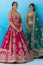 Fuchsia Pink Silk Embroidered Lehenga Set