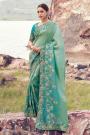 Mint Blue Tissue Silk Zari Woven & Embroidered Saree
