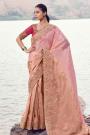 Blush Pink Tissue Silk Zari Woven & Embroidered Saree