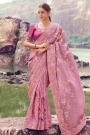 Pink Tissue Silk Zari Woven & Embroidered Saree