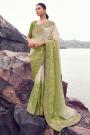 Green & Ivory Tissue Silk Zari Woven & Embroidered Saree