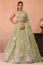 Pastel Green Tissue Silk Embroidered Lehenga Set