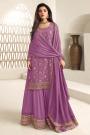 Purple Chinon Silk  Zari Woven & Embroidered Sharara Kurta Set