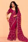 Maroon Tissue Silk Embroidered Saree With Hand Worked Blouse