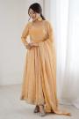 Pale Yellow Silk Embroidered Anarkali Set