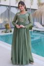 Sage Green Silk Embroidered Anarkali Dress