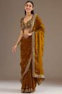 Mustard Gold Tissue Silk Embroidered Saree