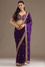 Violet Tissue Silk Embroidered Saree