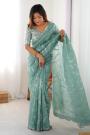 Mint Blue Tissue Silk Embroidered Saree