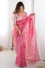Pink Tissue Silk Embroidered Saree