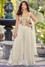 Ivory Chinon Silk Palazzo & Top Set With Choker Style Dupatta