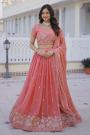 Rose Pink Silk Embroidered Lehenga Set