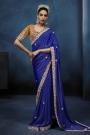 Violet Tissue Silk Hand Embroidered Saree