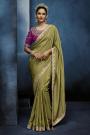 Dusty Green Tissue Silk Hand Embroidered Saree