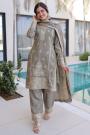 Grey Silk Embroidered Kurta Set