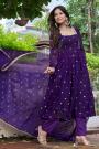 Purple Silk Embroidered Anarkali Set