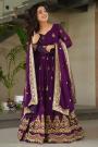 Purple Embroidered Georgette Anarkali Dress with Dupatta