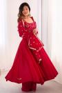 Deep Red Silk Embroidered Anarkali Set