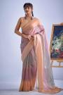 Peach & Lilac Silk Hand Worked Saree