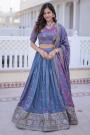 Two Tone Blue Purple Silk Embroidered Lehenga Set