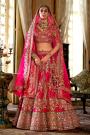 Pink Silk Embroidered Lehenga Set With Double Dupatta In Net & Banarasi Silk