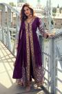 Plum Chinon Silk Embroidered Anarkali Set