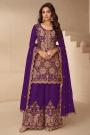 Purple Chinon Silk Embroidered Kurta Set