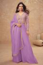 Lavender Silk Embroidered Top With Palazzo And Dupatta