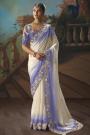 Ivory & Lavender Tissue Silk Embroidered Saree