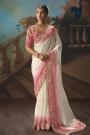 Ivory & Blush Pink Tissue Silk Embroidered Saree