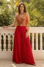 Red Crepe Silk Zari Woven Waistcoat Style Top With Palazzo