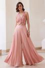 Blush Pink Silk Embroidered Waistcoat Style Top With Palazzo