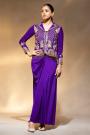 Purple Crepe Silk Embroidered Indo-Western Top & Dhoti Skirt Set