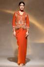 Burnt Orange Crepe Silk Embroidered Indo-Western Top & Dhoti Skirt Set