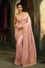 Blush Pink Silk Embroidered & Zari Woven Saree