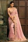 Soft Pink Silk Embroidered & Zari Woven Saree